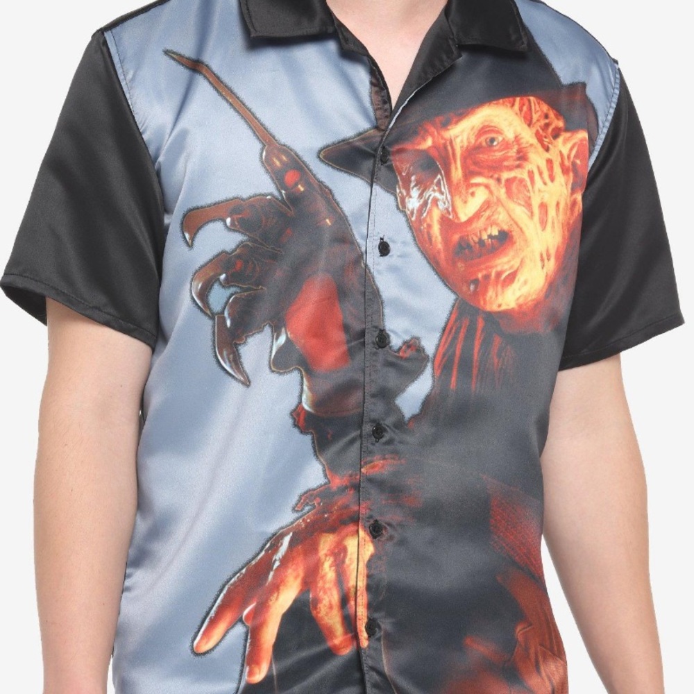 Unisex Freddy Vs Jason Sublimated Woven Button Up Hot Topic Horror - Picture 2 of 4